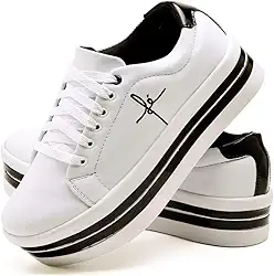 Tênis Feminino Bordado Fé Salto Plataforma Anabela Macio