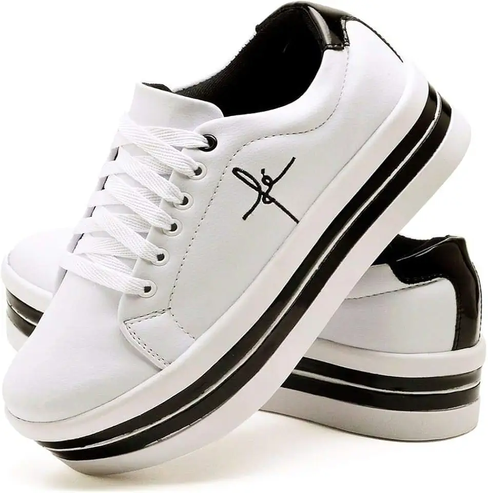 Tênis Feminino Bordado Fé Salto Plataforma Anabela Macio