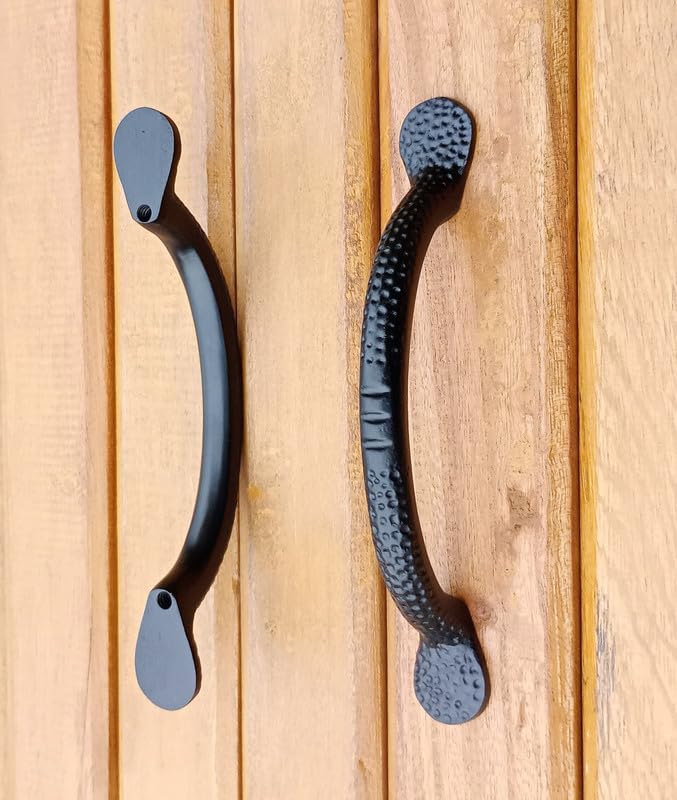 Image of MIX&MATCH HOME IMPROVEMENT Black matt 6inch pulls Handle 6pcs for Wardrobe Cabinet Window Cupboard Door with Round Art decortaive Style.