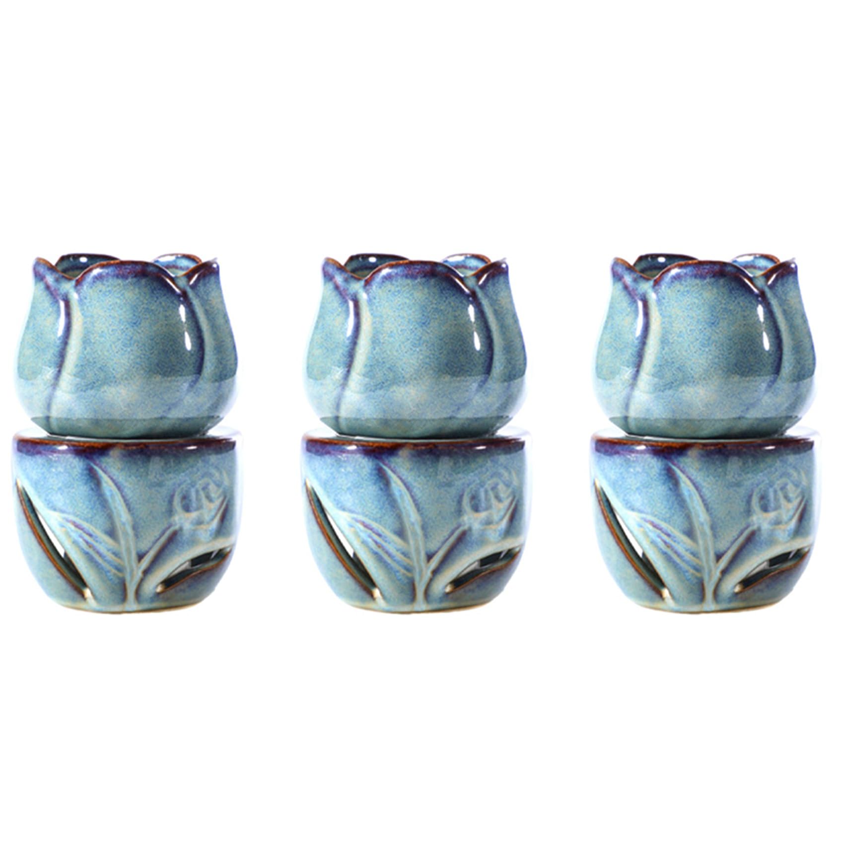 Hndhbfgrt 3X Aromatherapy Furnace Candle Lamp Decoration Bedroom Essential Oil Incense Burner Tulip Ceramic Candle