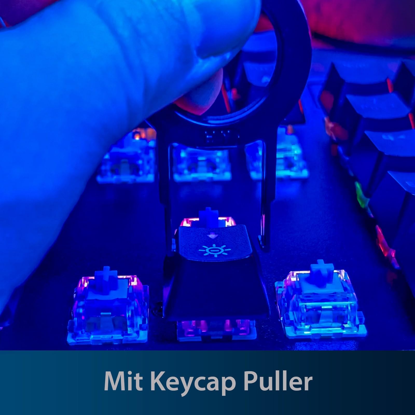 Eaxus® Clavier de jeu mécanique - Clavier de jeu LED avec touches macro et commutateurs bleus, taux de polling USB 1000 Hz, QWERTZ, noir