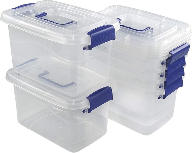 Nesmilers 6 Packs Transparent Plastic Storage Boxes with Lids, Storage Containers Sets