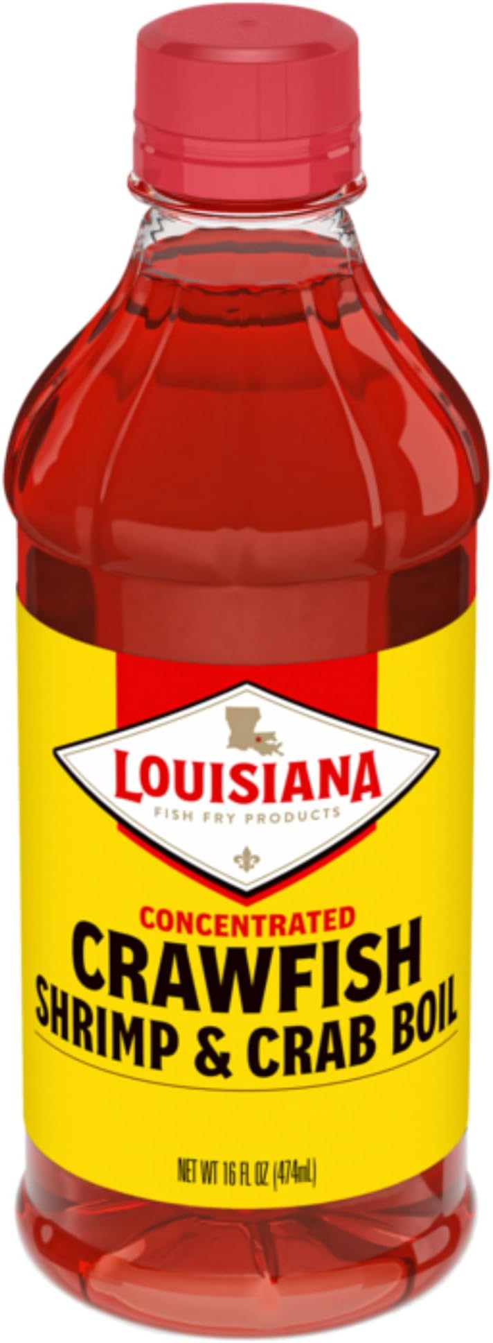 Louisiana Fish Fry Products Crawfish, Shrimp & Crab Concentrated Liquid Boil Seasoning - Spicy & Delicious Seafood Complete Seasoning - Low Salt Cajun Seasoning 16 oz (Pack of 1 Bottle)