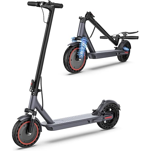 10 Inches Electric Scooter Adult with Dual Suspension, 22 MPH Top Speed, 500W Powerful Motor, 22/28 Miles Long Range, Dual Braking