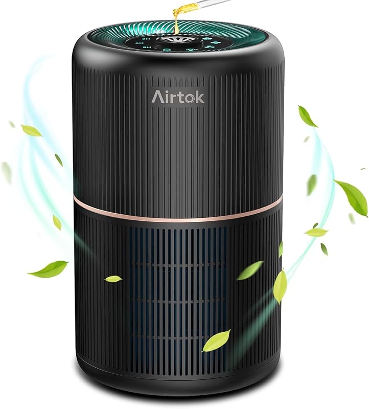 HEPA Air Purifier for Home Bedroom with Fragrance Sponges | 4-In-1 H13 True HEPA Air Filter for Smoke Dust Pollen Pet Dander Odors,99.97% Removal to 0.1 Microns | Ozone-Free, Night Light,Black
