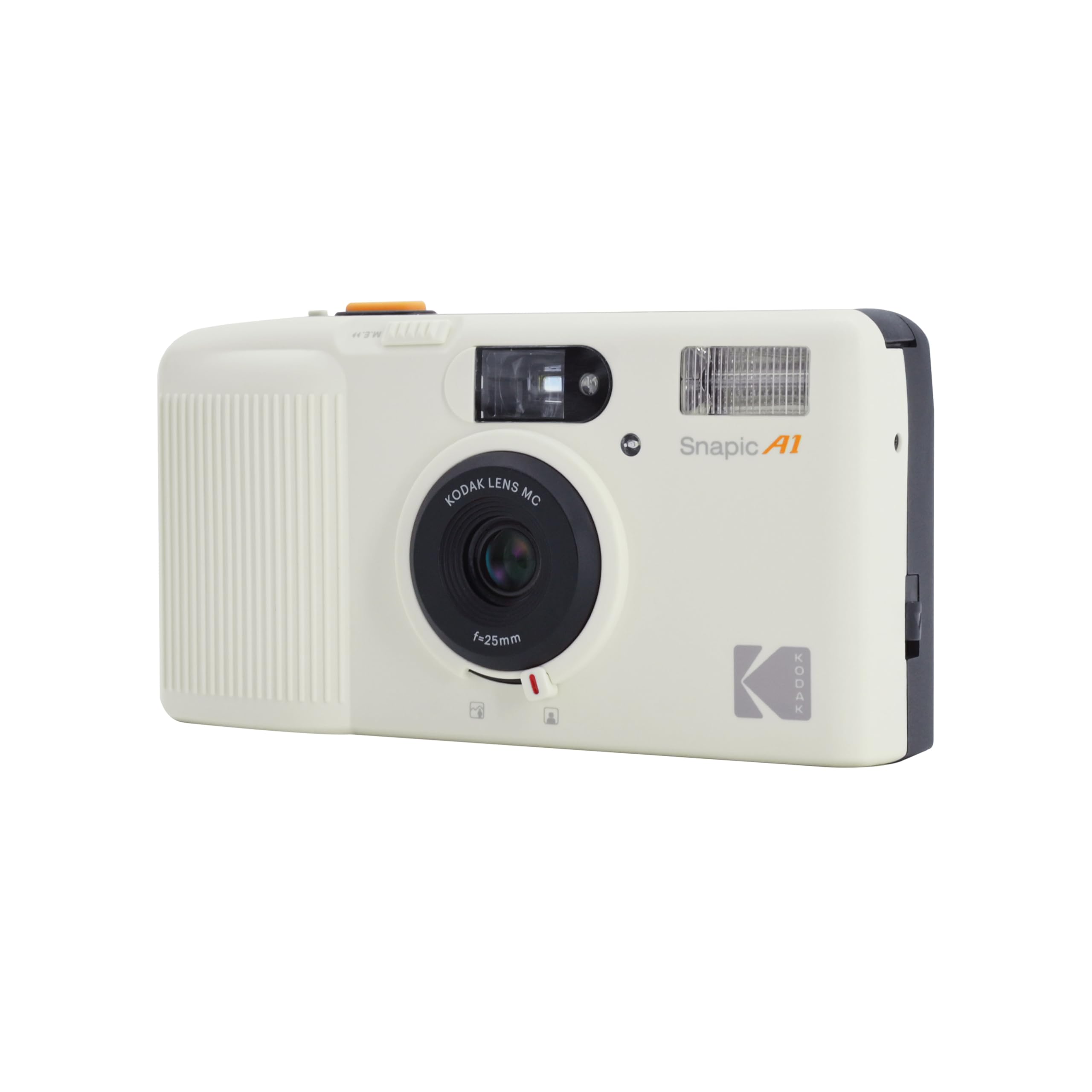 KODAK Snapic A1 35-mm-Filmkamera, 35 mm, wiederverwendbar, 2-Zonen-Fokus, kompakt, mit Kodak Ultramax 400/24 EXP 35mm Rollfilm, Elfenbeinweiß