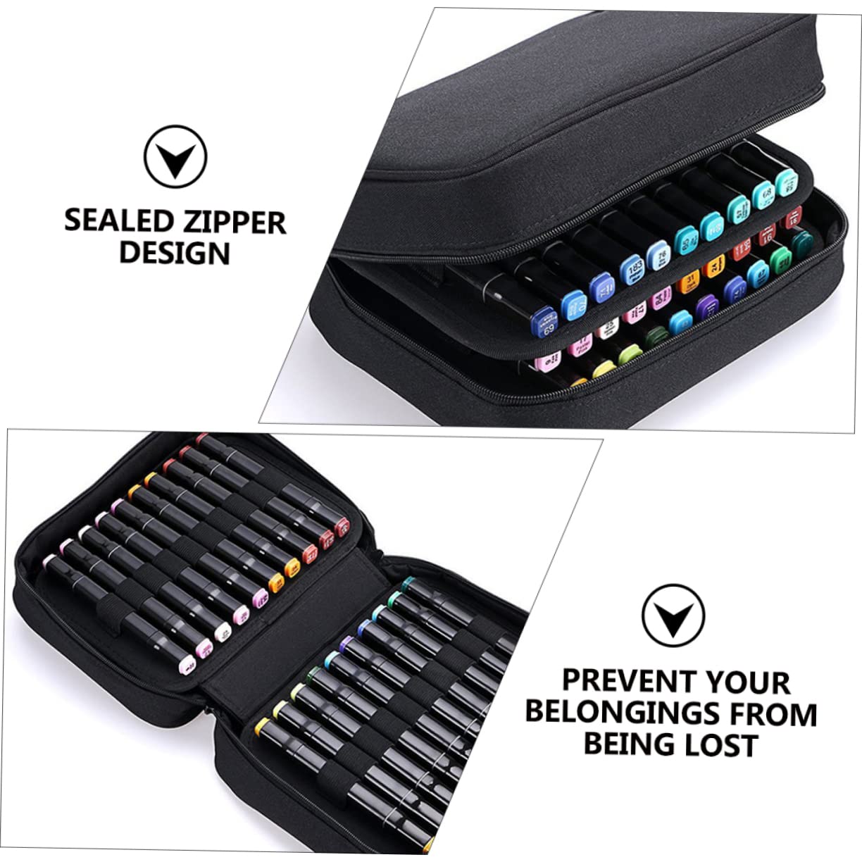 PLAFOPE 1pezzi Borsa per Pennarelli Multistrato Colorati Astuccio per Pennarelli da Disegno Custodia Portapenne per Cancelleria e Penne Gel Portatile per Viaggio o Uso Quotidiano