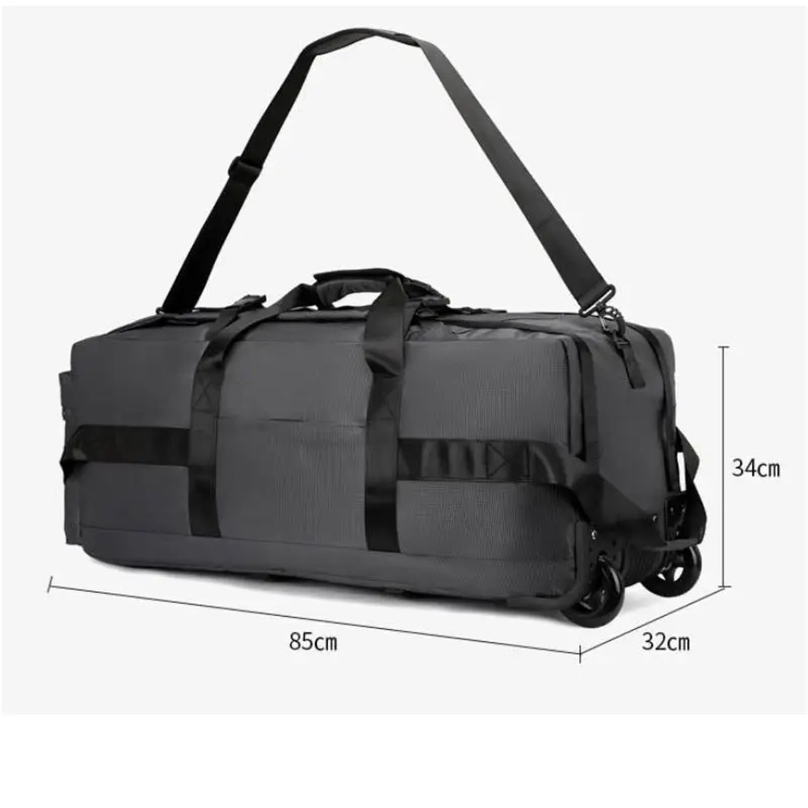 Borsa da viaggio pieghevole con ruote, for campeggio, escursionismo, auto, bagagli, trasloco, grande, zaino sportivo e fitness(Grey)