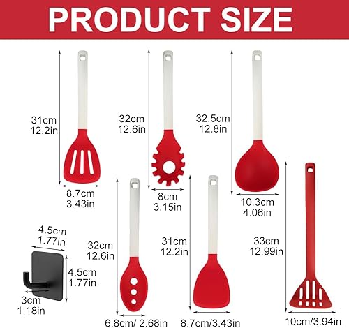 Miniatura 2 de Herramientas de cocina de silicona, 6 utensilios de cocina con 1 gancho, utensilios de cocina de silicona fáciles de limpiar, herramientas de cocina