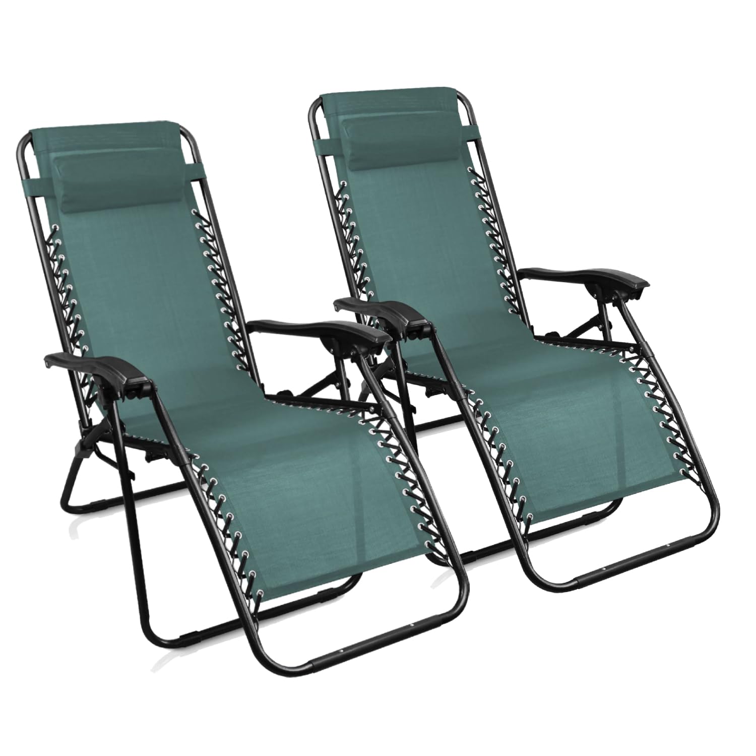 azorex Silla Gravedad Cero Tumbona Plegable Silla reclinable Ajustable Juego de 2uds con reposacabezas para jardín Patio terraza Playa Verano (Verde)