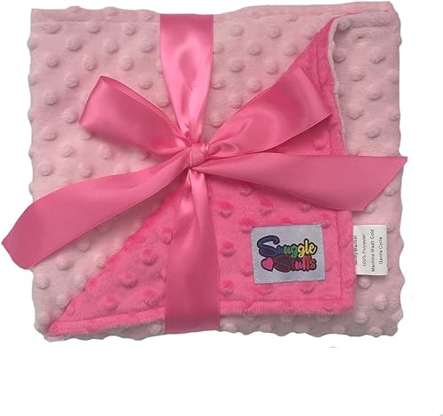 Manta de bebé suave unisex reversible para niños Minky Dot (elija color) (rosarosa intenso)