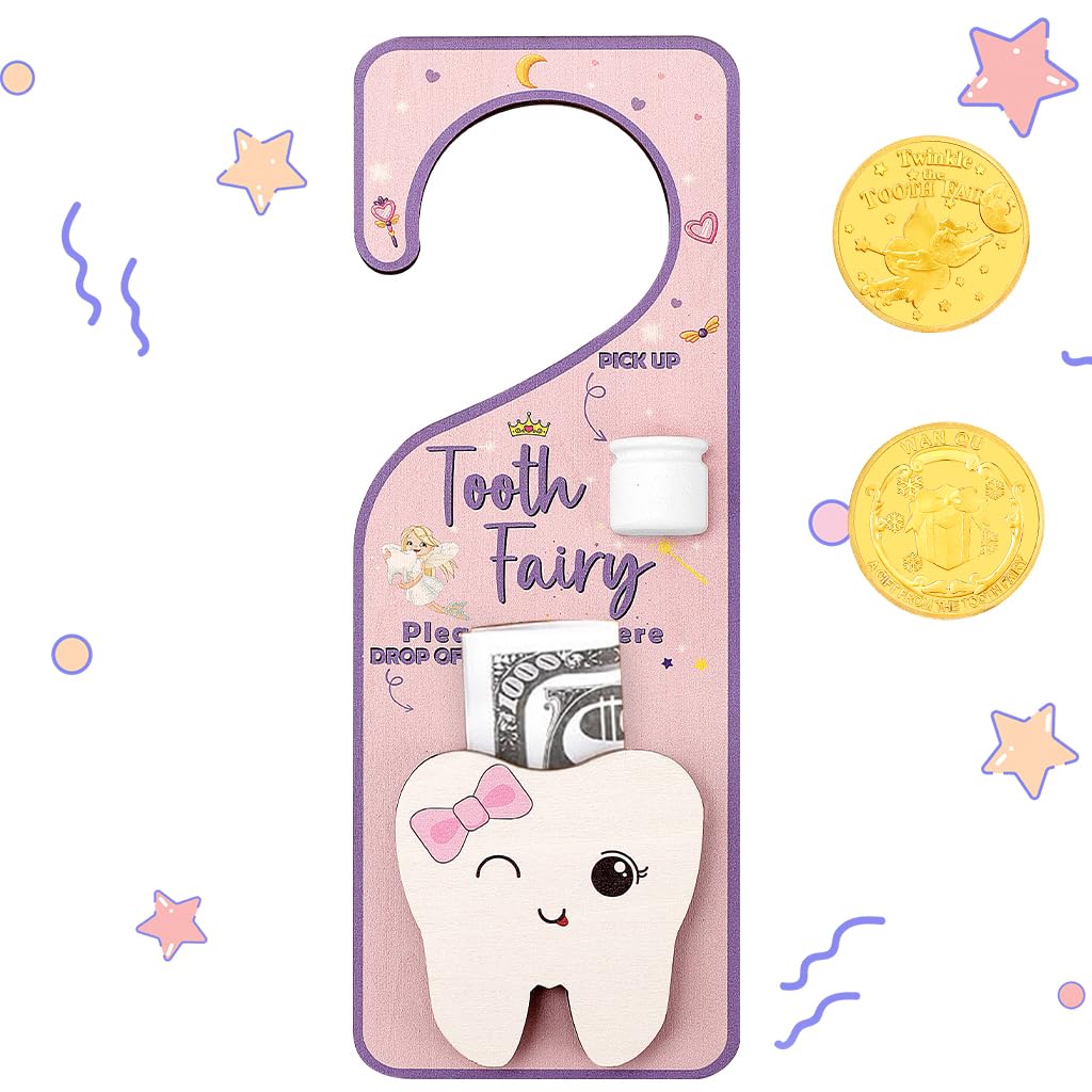 Cadeau de fée des dents : porte-dents rose 2 en 1 avec compartiment