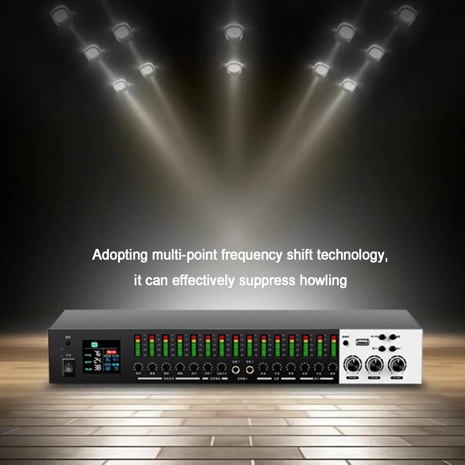 EPANO LXXW Equalizador Efector Digital de preamplificador KTV, procesador de Audio antiaullidos, con Pantalla de Espectro, Compatible con reproducción de MP3 por USB Ecualizador de Audio