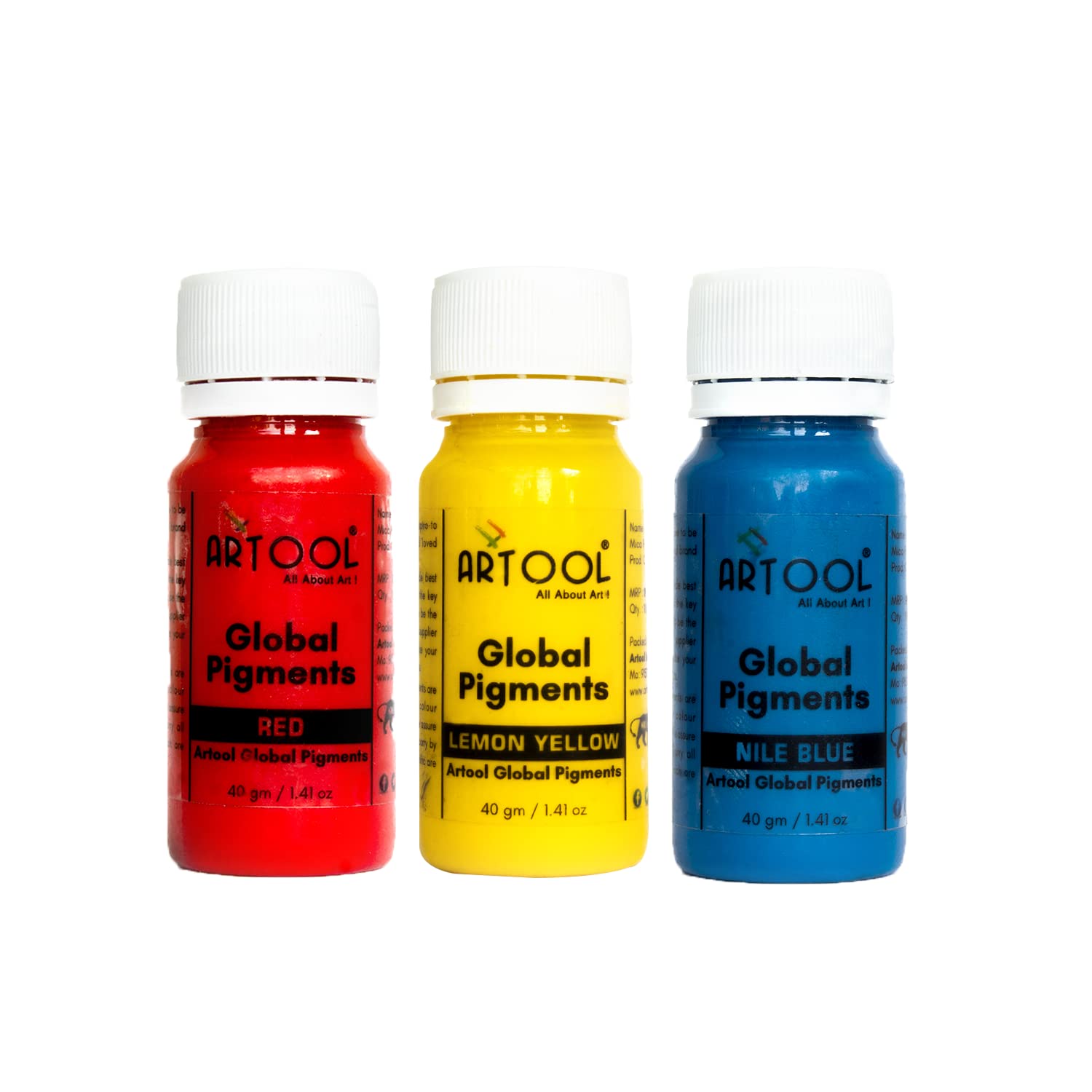 ARTOOL PGC5 Red, Lemon Yellow, Nile Blue Resin Pigment Multipurpose Liquid Color for Resin Art, (Set of 3, 1.41 oz Each) Total 4.23 Oz
