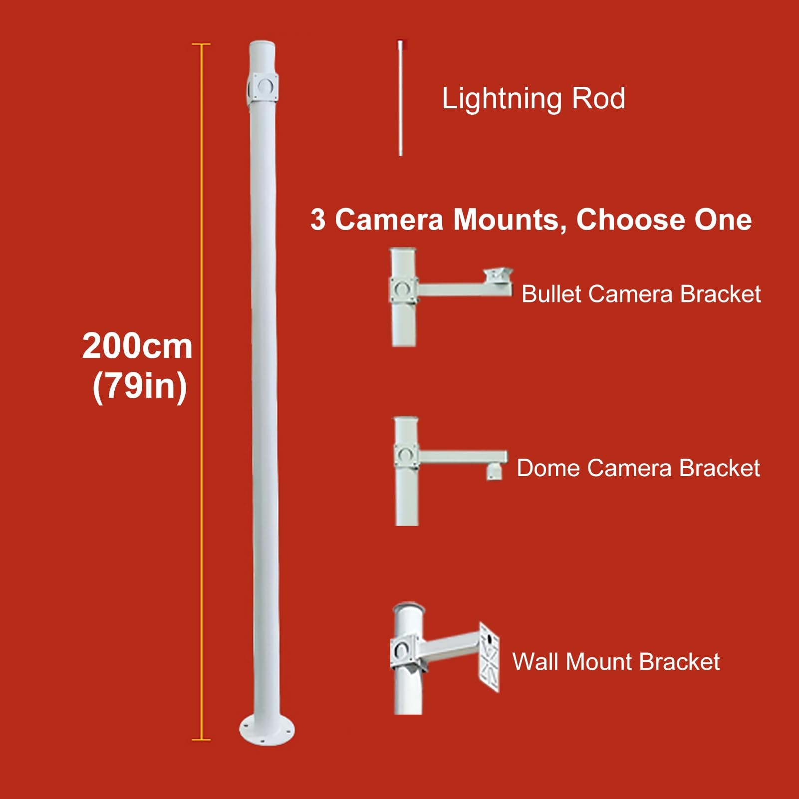 Mast Überwachungskamera Aussen, Kamera Halter, Kamera Halterung, Mast Security Camera Outdoor(200cm/79in)