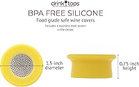 Vista 10 de Drink Tops - Fundas para botellas ventiladas, paquete de 2, color negro y blanco, fundas de silicona sin BPA para proteger el vino de elementos al