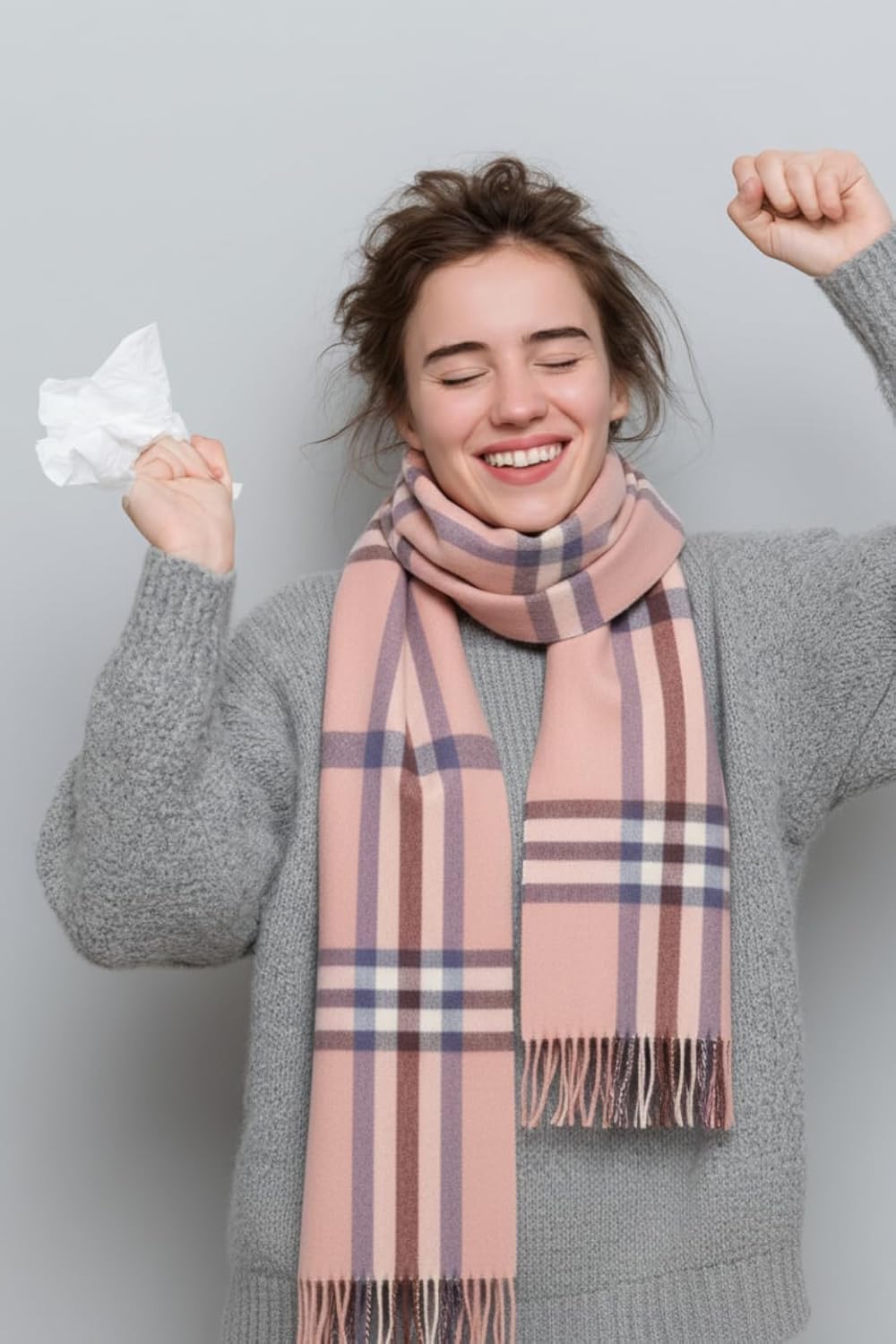 Cashmere scarf for men,100% Cashmere Plaid Tassel Scarf,Winter Warm soft Scarves with Gift Box Packaging - Image 2