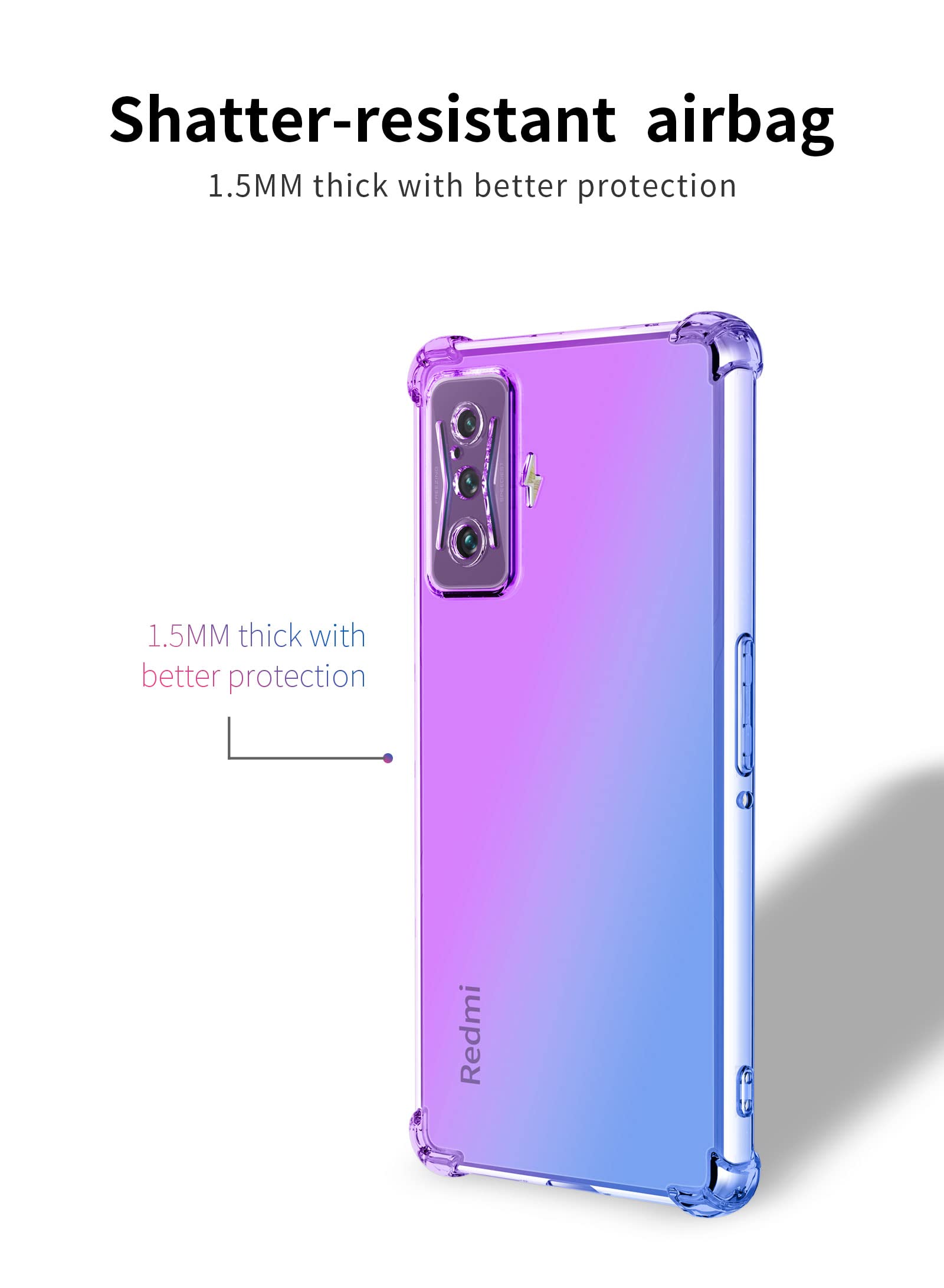 Cover Sfumata TPU Per Xiaomi Poco F4 GT - Custodia Morbida In Silicone Antiurto E Antigraffio - Effetto Ombré Viola E Blu - 2