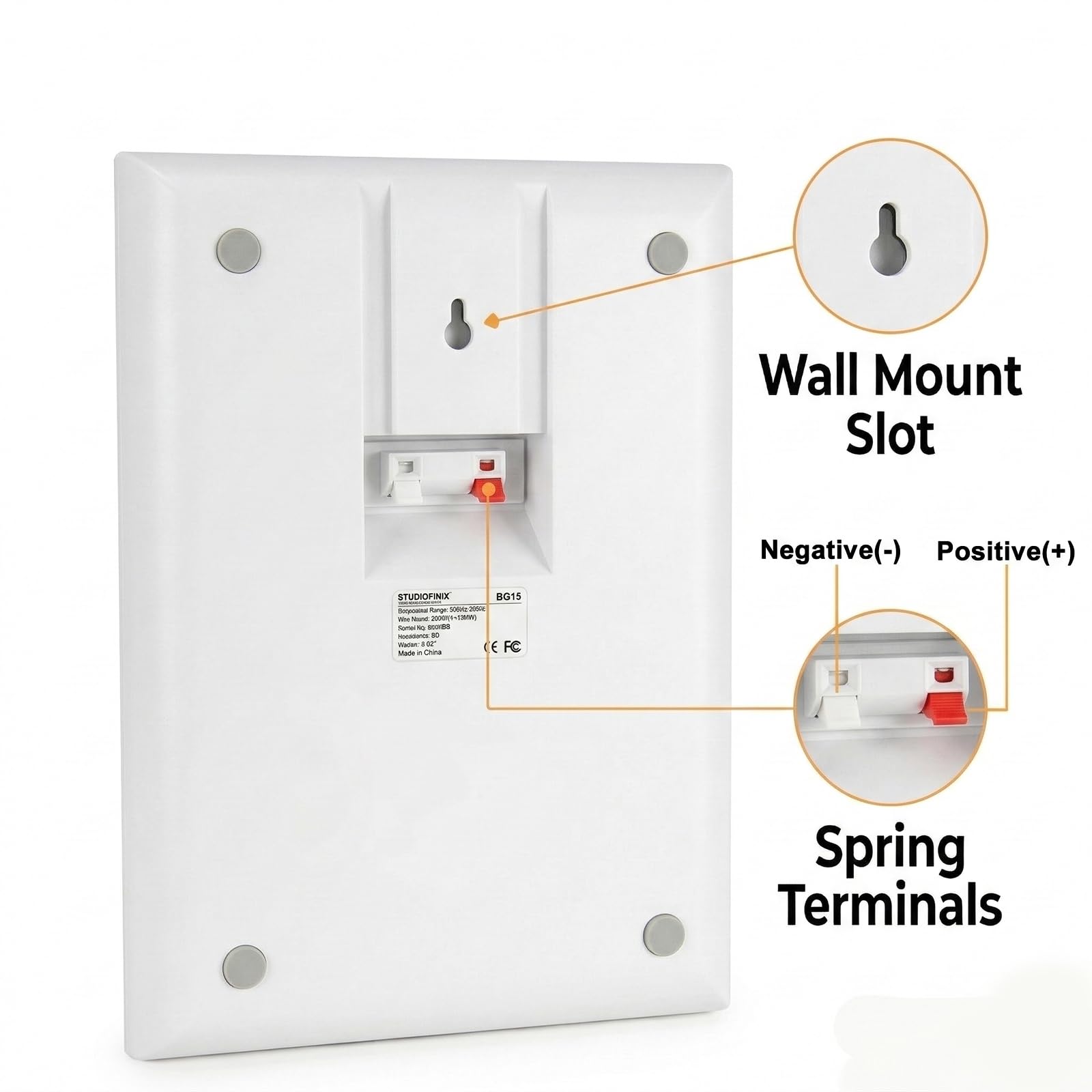 STUDIOFINIX Altoparlanti da parete ultra sottili 13,3 cm 240 W 8 Ohm passivi bianco coppia