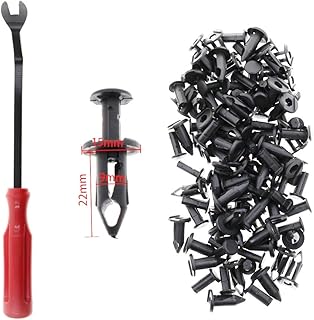 AUTOKAY 100 Pcs 8mm Fender Clips for Polaris Ranger Honda Nylon Bumper Fastener Rivet Screws 90653-HC4-900 with Removal Tool -100PCS (100 Pcs 8mm Fender Clips+ Removal Tool)