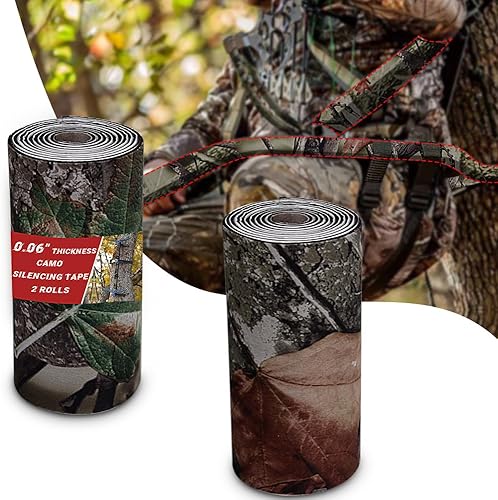 Cinta silenciadora de camuflaje invisible, 2 rollos de cinta autoadhesiva silenciadora de tela protectora para silenciar accesorios de caza de metal