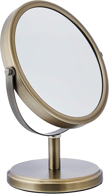 Amazon Basics Dual Sided Modern Vanity Mirror, Pewter