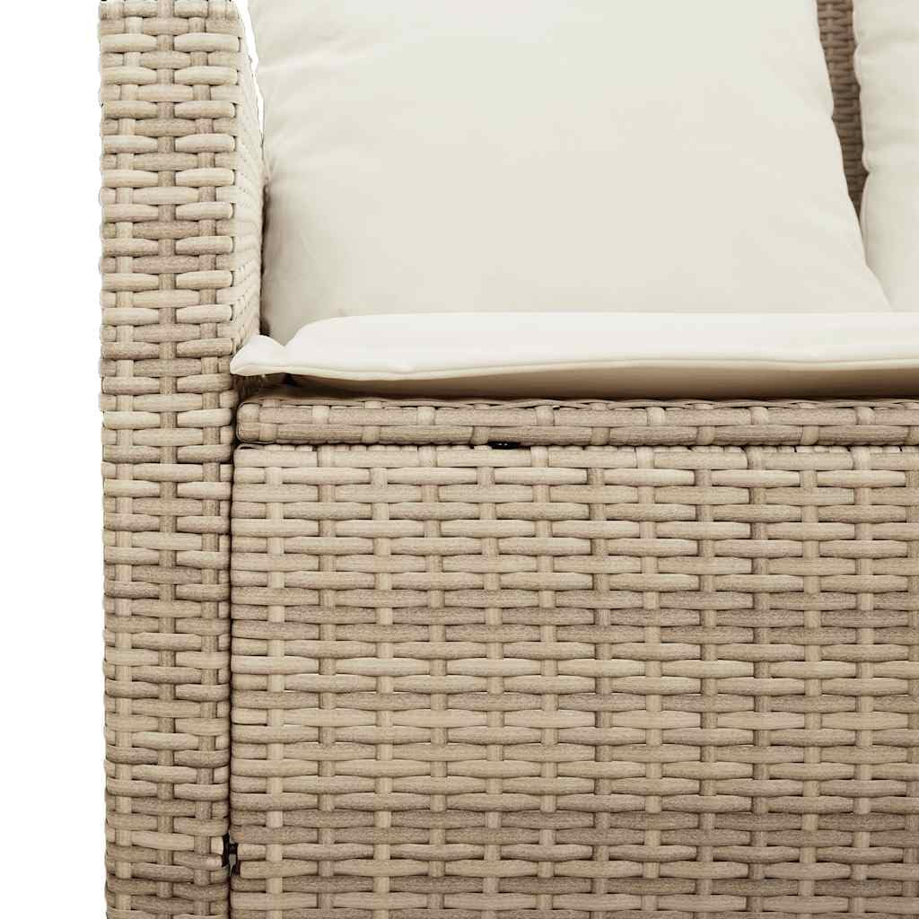 Set Divano da Giardino 4 Pezzi, in Polyrattan e Acciaio, con Cuscini Imbottiti, Design Modulare, Salotto da Giardino Esterno, Divano Esterno per Giardino e Terrazzo,Beige, con 2 Poltrone e 2 Sgabelli