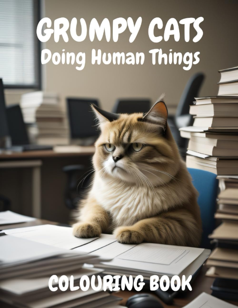 Grumpy Cats Doing Human Things: A Coloring Book for Adults and Children, and a Great Gift for Cat Lovers