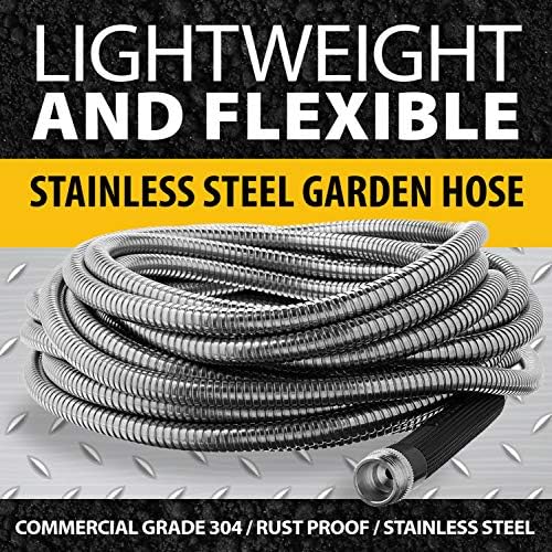 BIONIC STEEL 50 Ft Metal Garden Hose with Sprayer Nozzle, Non Kinking Designed Stainless Steel Heavy Duty Water Hose 50Ft x 5/8 in. Ultra Flexible NON Expandable for Uninterrupted Water Flow, 500 PSI - Thumbnail 4