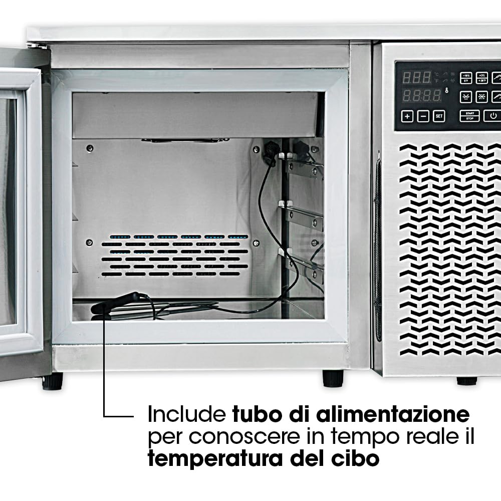 Vesta Precision Abbattitore di temperatura BF200 per raffreddare e congelare gli alimenti in tempi rapidi | Congelatore a pozzetto compatto con 2 vassoi GN1/2 (capacità di 3) | Fotocamera 33x38x23,5cm