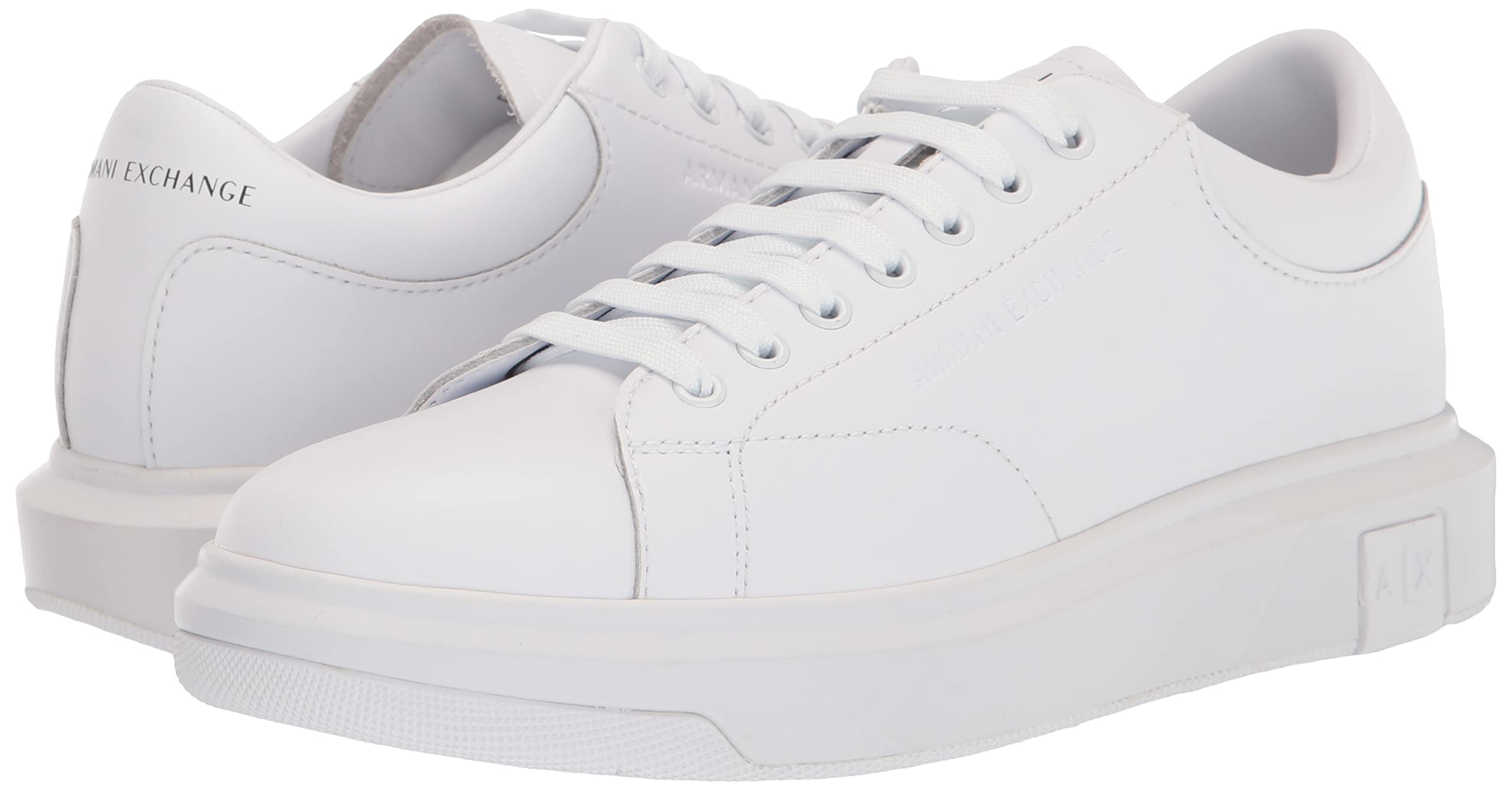 ARMANI EXCHANGE Venice Con Logo Ricamato Sulla Suola Della Piattaforma, Scarpe da ginnastica Uomo, Bianco Opaco, 41 EU