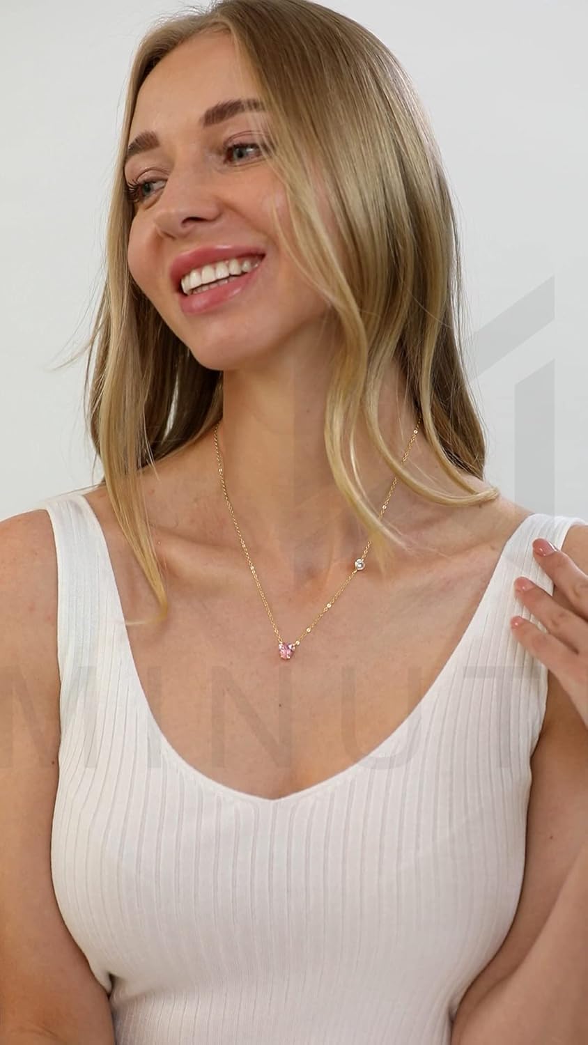 Love Heart Shape With Pink & White Diam Pendant Necklace for Girls And Women with Extendable Chain - Image 7