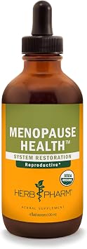 Herb Pharm Menopause Health Womens Supplement, Vitex Chaste Tree Berry & Black Cohosh Tincture for Women, Supports the Reproductive System, Vegan, Gluten-Free, Herbal Female Health Supplement, 4 Oz