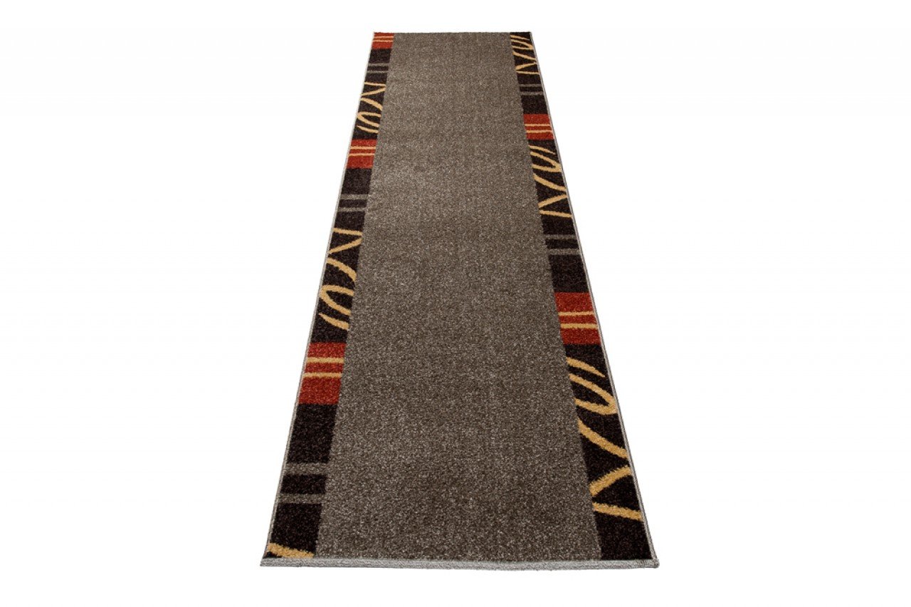 TAPISO JAWA chodnik dywan do korytarza, melanż, nowoczesny, krótkie runo, brązowy, czerwony, żółty, wzór w paski, designerski, do salonu, Ökotex 120 x 450 cm