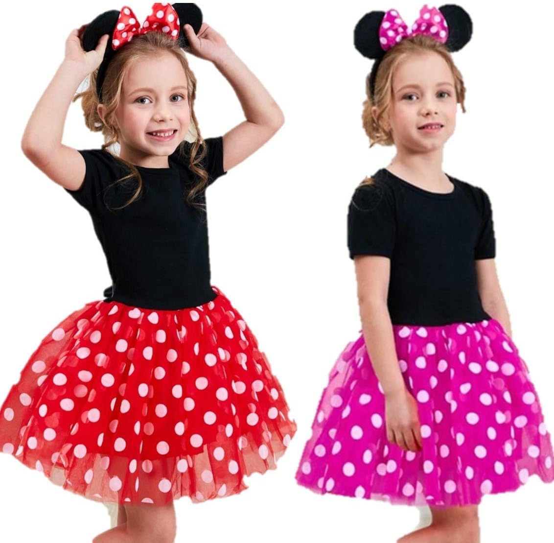 Amazon ミニー コスチューム ミニー 風 子供 コスプレ ハロウィン ミニーなりきり 可愛い ワンピース 衣装 プリンセスドレス 2点セット キッズコスチューム おもちゃ