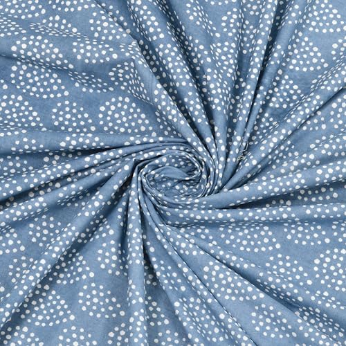 Image of BLOCKS OF INDIA Hand Block Printed 200 TC Cotton Super King Size Bedsheet (Blue DOT)