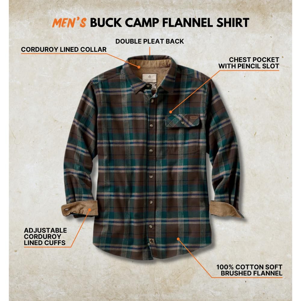 Legendary Whitetails Długi rękaw Mężczyźni Koszula flanelowa Buck Camp (1 w zestawie)