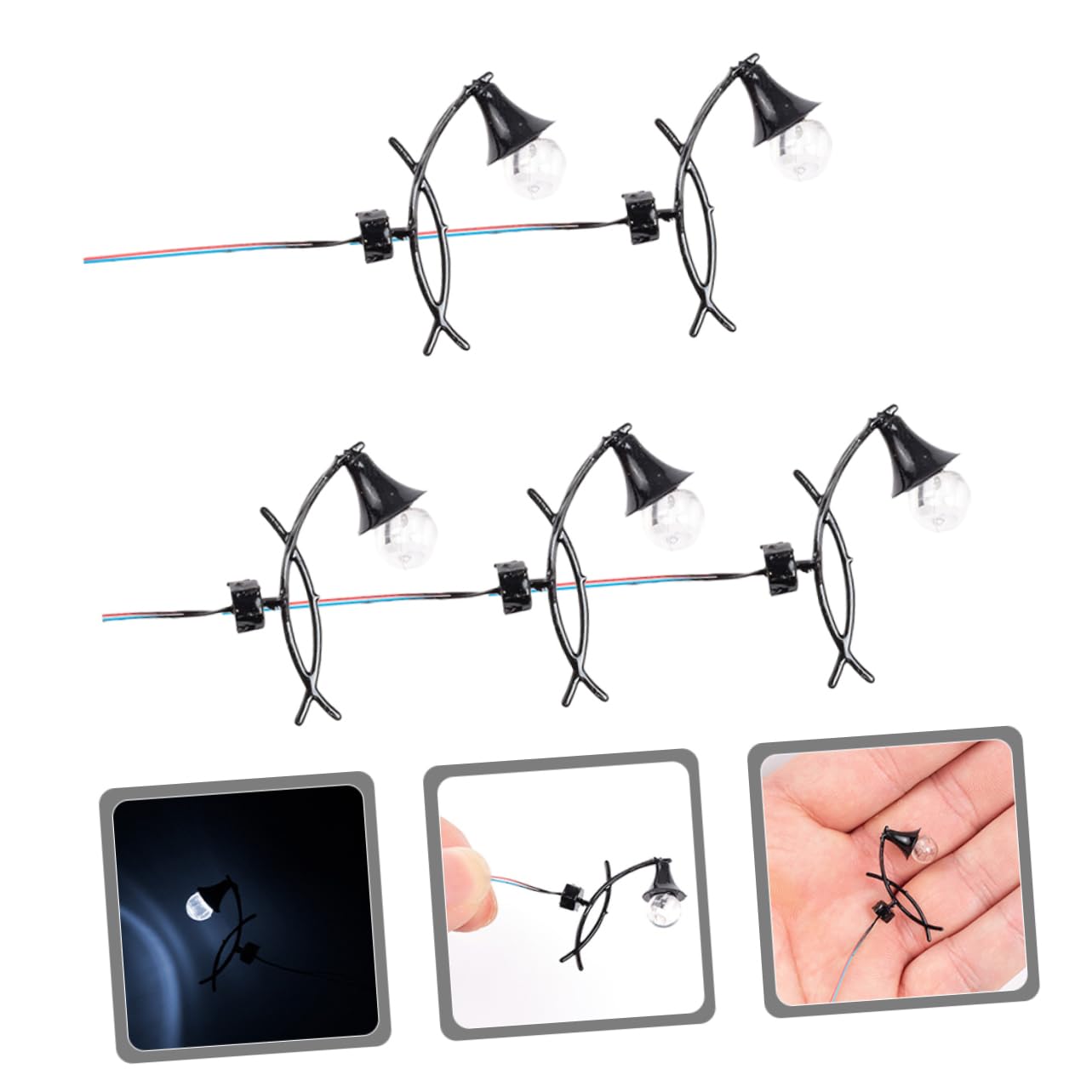 ifundom 5pcs Mini House Wall Lamps Landscaping Lamp Decor for Miniature Figurines Realistic Sand Table Layout Lighting for Craft Projects and Dollhouse Decoration