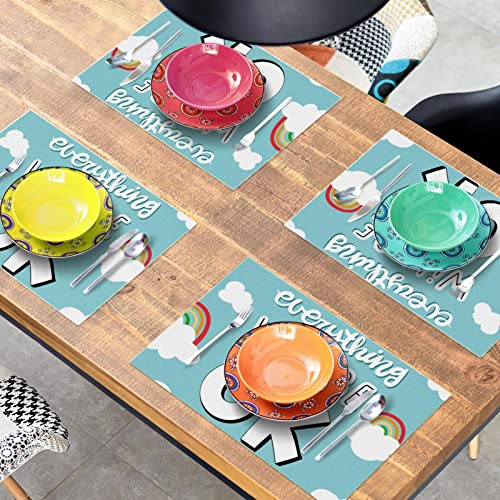 Set de table résistant à la chaleur Everything-Will-Be-Ok bleu lavable - 8