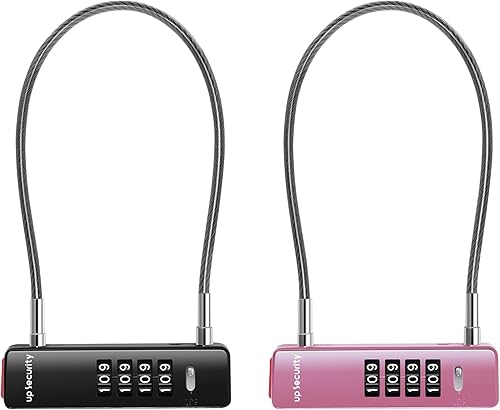 Miniatura 12 de Candado de Cable Combinado para Bicicleta, Candado de Combinación de 4 Dígitos para Puerta de Valla al Aire Libre, Caja Fuerte para Equipaje, Negro