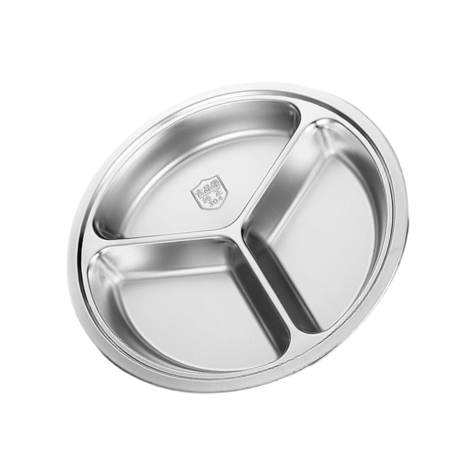 PIEXANGH Multi Section Stainless Steel Round Serving Plate 28cm Perfect for Meal Organization Microwave Safe Dishwasher Safe Multi Compartment Serving Plate