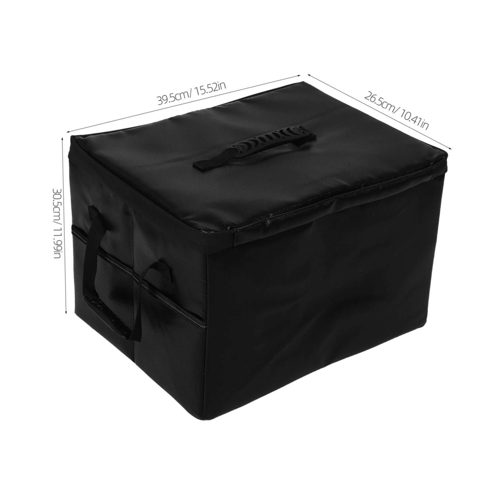 Faltbare Aktenbox Platzsparende Aufbewahrung aus Polyester und Kunststoff mit Schloss Griff und Reißverschluss Schwarzer Ordner mit Deckel und Fächern für Büro und Zuhause