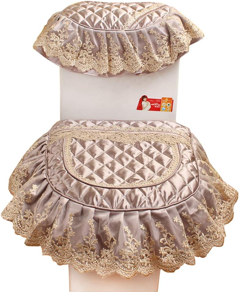 Soft Toilet Seat Cover Three-Piece Thicken Zipper Embroidery Toilet Seat Pad (Grey)