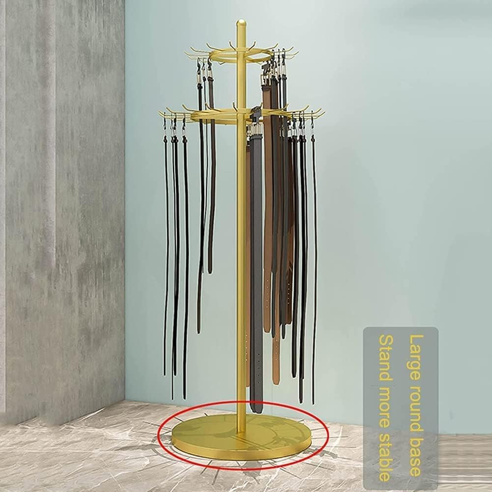 REMYS Storage Rack Household Floor Standing Belt, Jewelry Holder - Accessory Organizer Rack - for Clothing Bedroom Store Retail - Space Saving (Color : Gold, Size : 50x168cm)