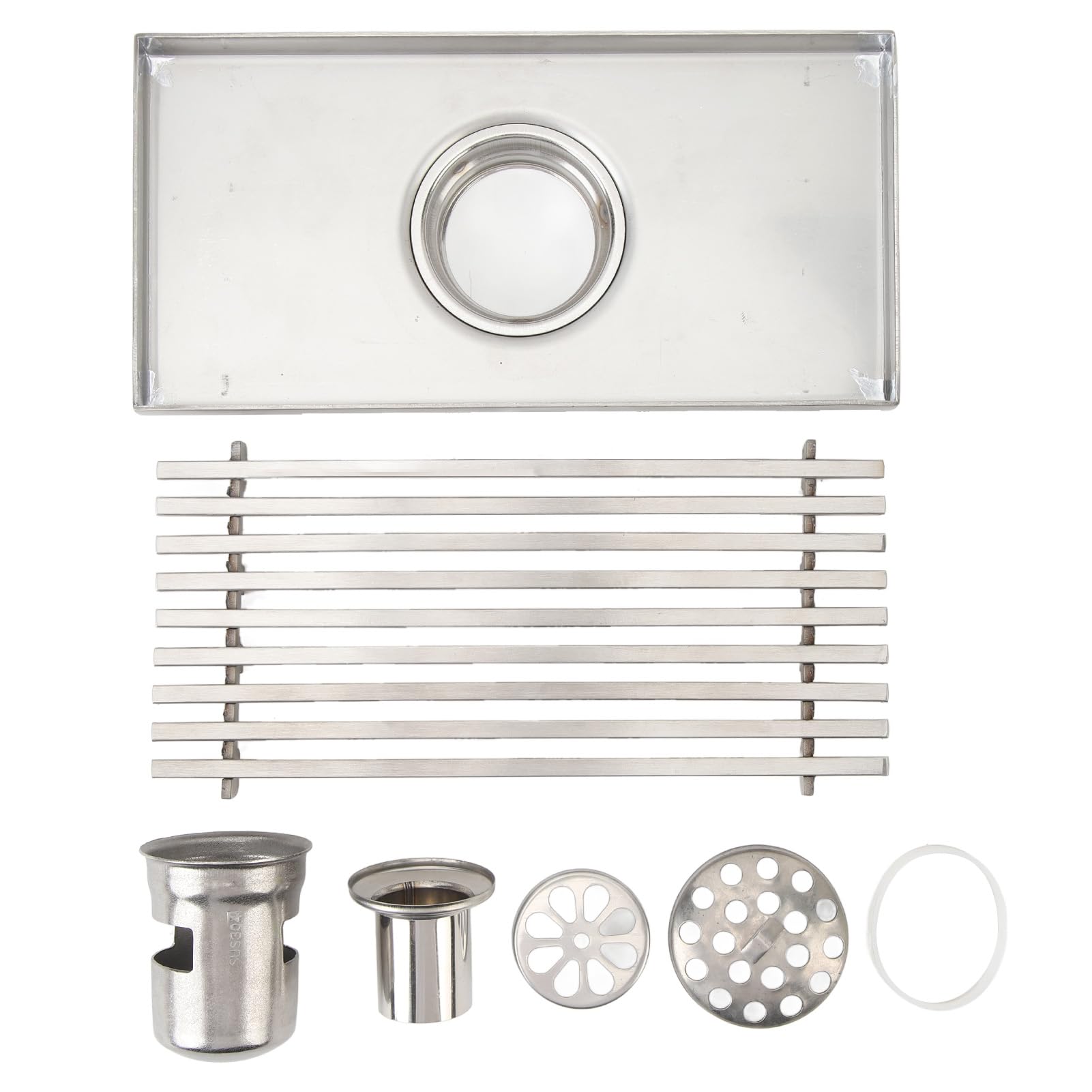 Desagüe de Ducha Lineal de Acero Inoxidable 304 |Drenaje eficiente de Tira Larga de 8 Pulgadas para tubería de 50 mm |Olor: la Rejilla de Bloqueo Mantiene el baño ventilado (Drenaje Medio)