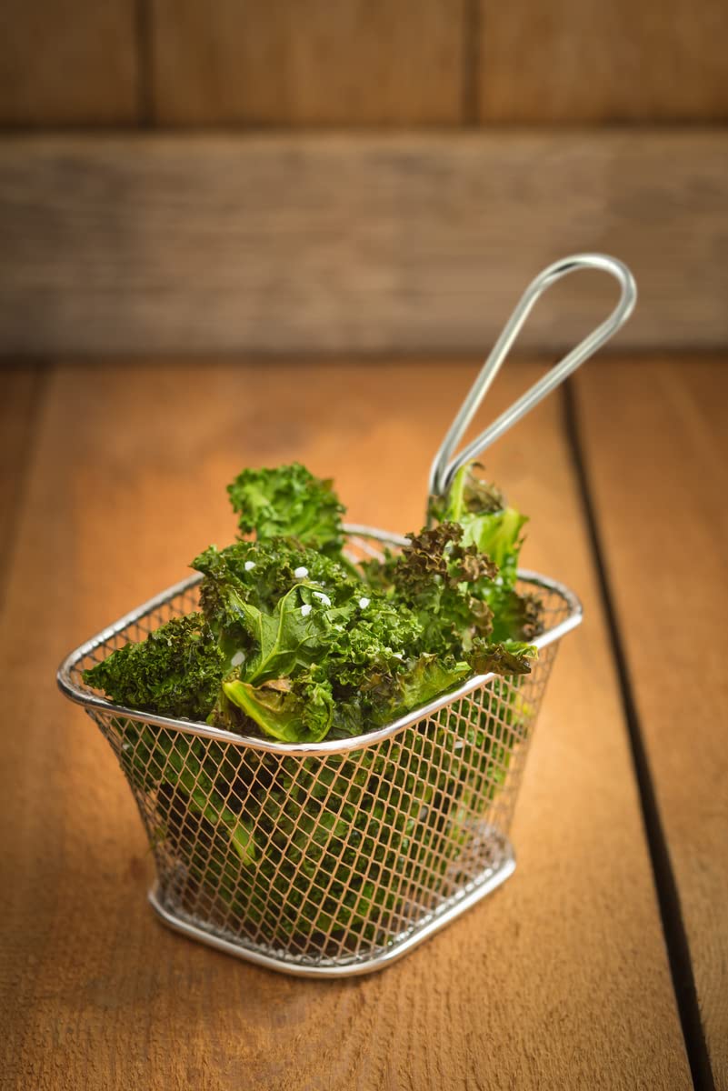 PACKNWOOD 294PANR225 - Rectangle Stainless Steel Frying Baskets - Metal Wire Frying Basket - Frying Basket with Handle - Reusable & Dishwasher Safe (8.7 x 4.7 x 2