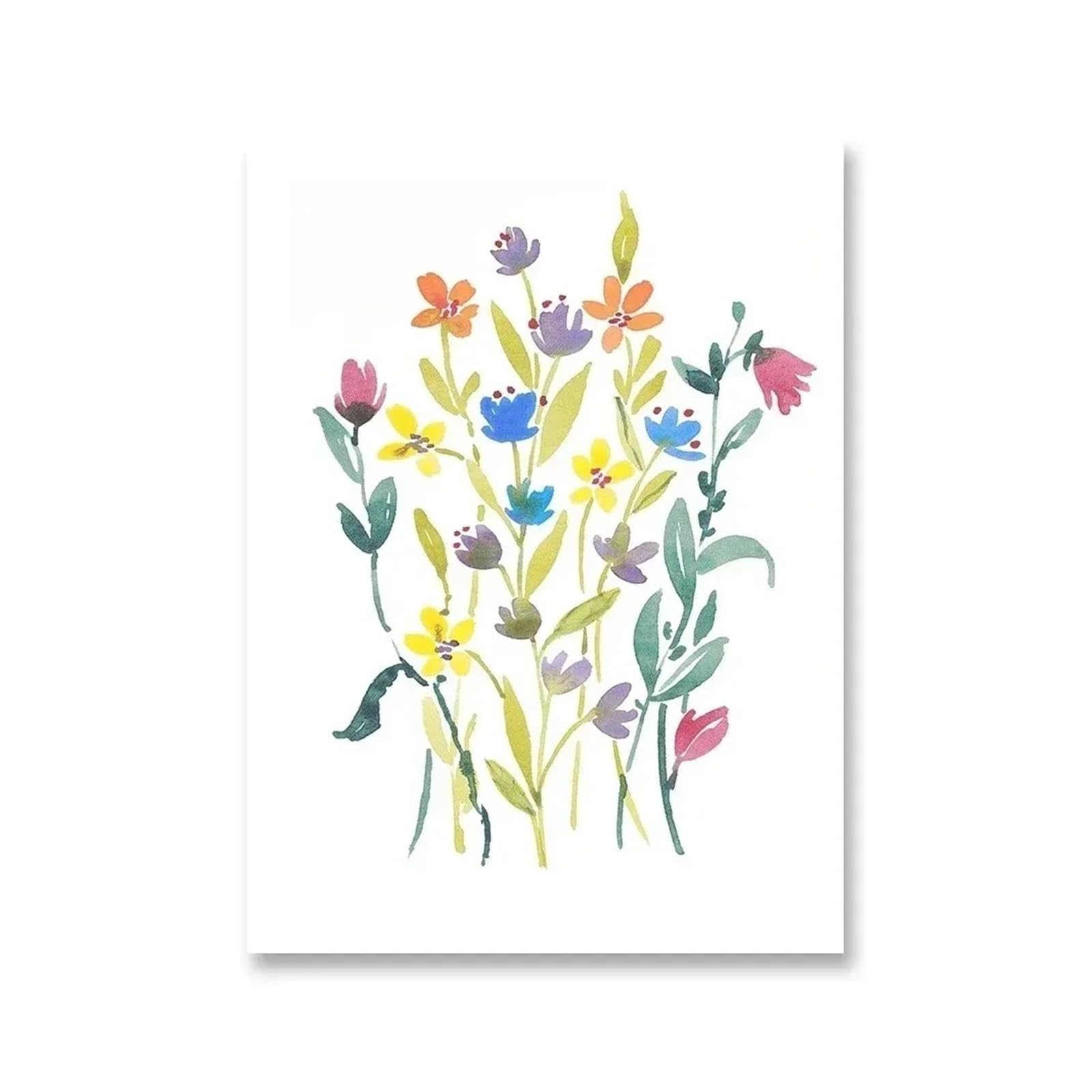 Art mural végétal XENITE avec gravure de fleurs colorées sur toile de lin