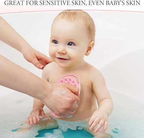 Miniatura 4 de Exfoliante corporal de silicona, esponja de silicona, 2 piezas de esponja de ducha, exfoliante de silicona para ducha, cepillo de silicona 2 en 1,