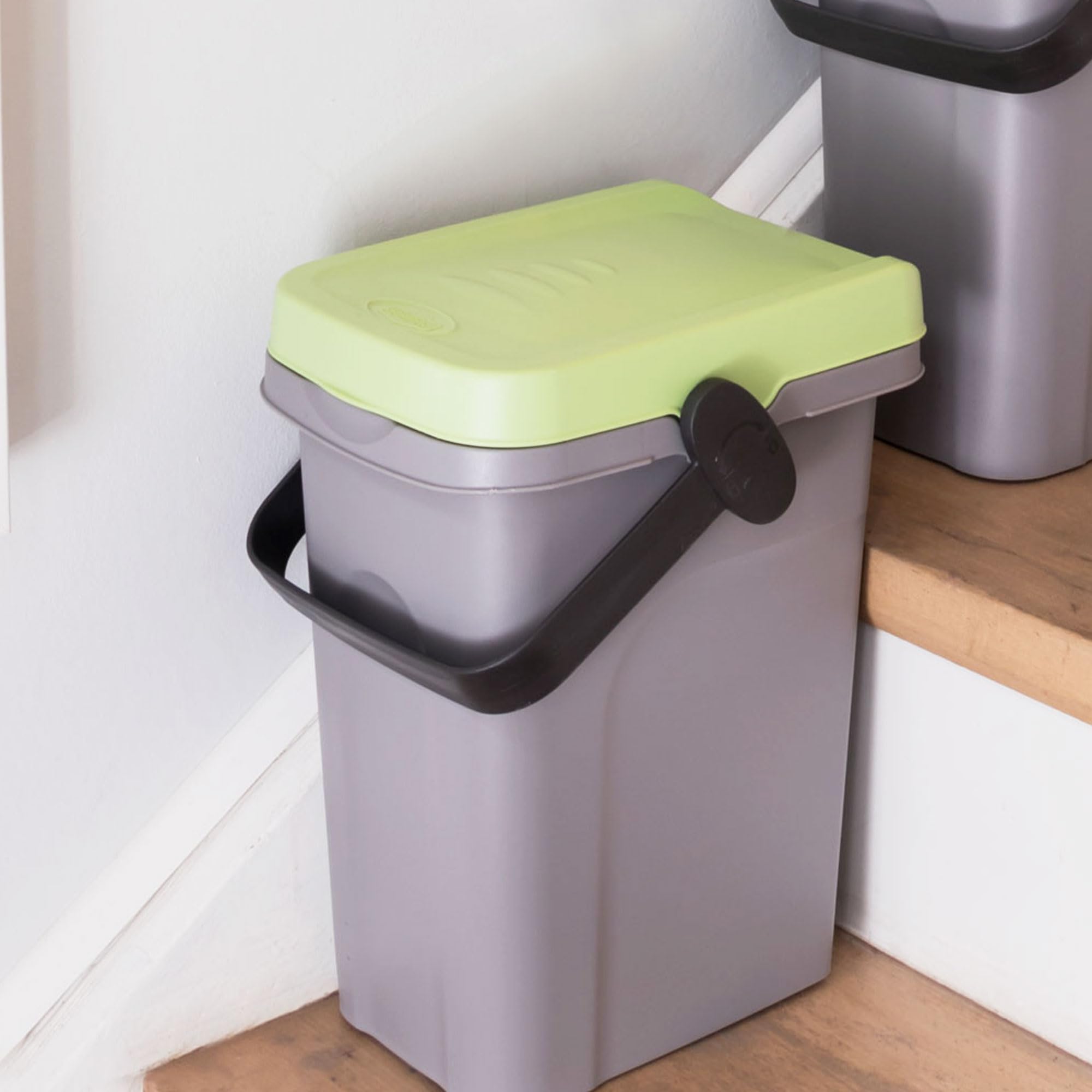 Kosz na pieluchy 3 x 7 litrów, bezzapachowy, niebiesko-żółty, biały, kosz na śmieci ekologiczny, mały, zamykany, kosz na kompost, kosz na odpady organiczne z pokrywką, mały kosz na śmieci z pokrywką,