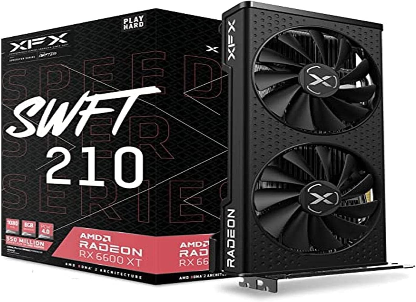 XFX Speedster SWFT210 Radeon RX 6600 XT CORE Scheda grafica per Gaming con 8 GB GDDR6 HDMI 3xDP, AMD RDNA™ 2 (RX-66XT8DFDQ) XFX Speedster SWFT210 Radeon RX 6600 XT CORE Scheda grafica per Gaming con 8 GB GDDR6 HDMI 3xDP, AMD RDNA™ 2 (RX-66XT8DFDQ)